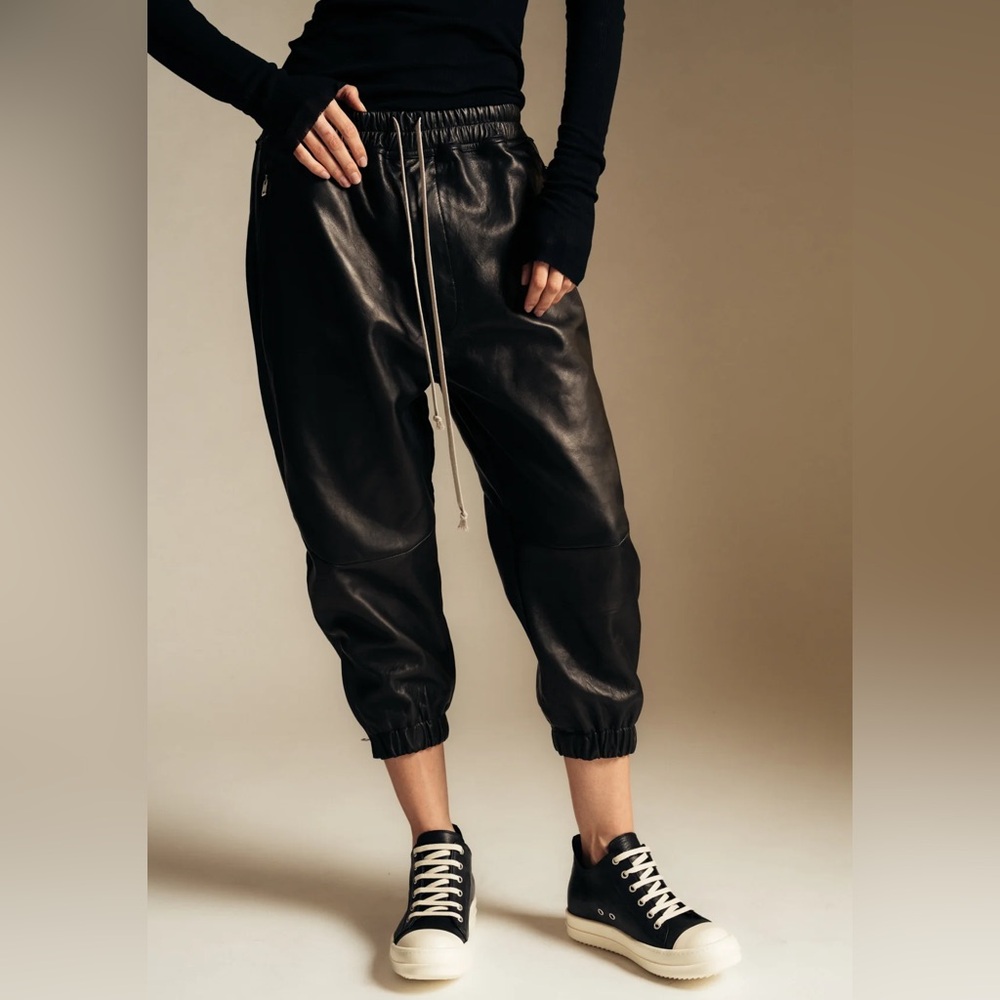 Brand new with tags - Rick Owen’s Leather Cropped Track Pants
